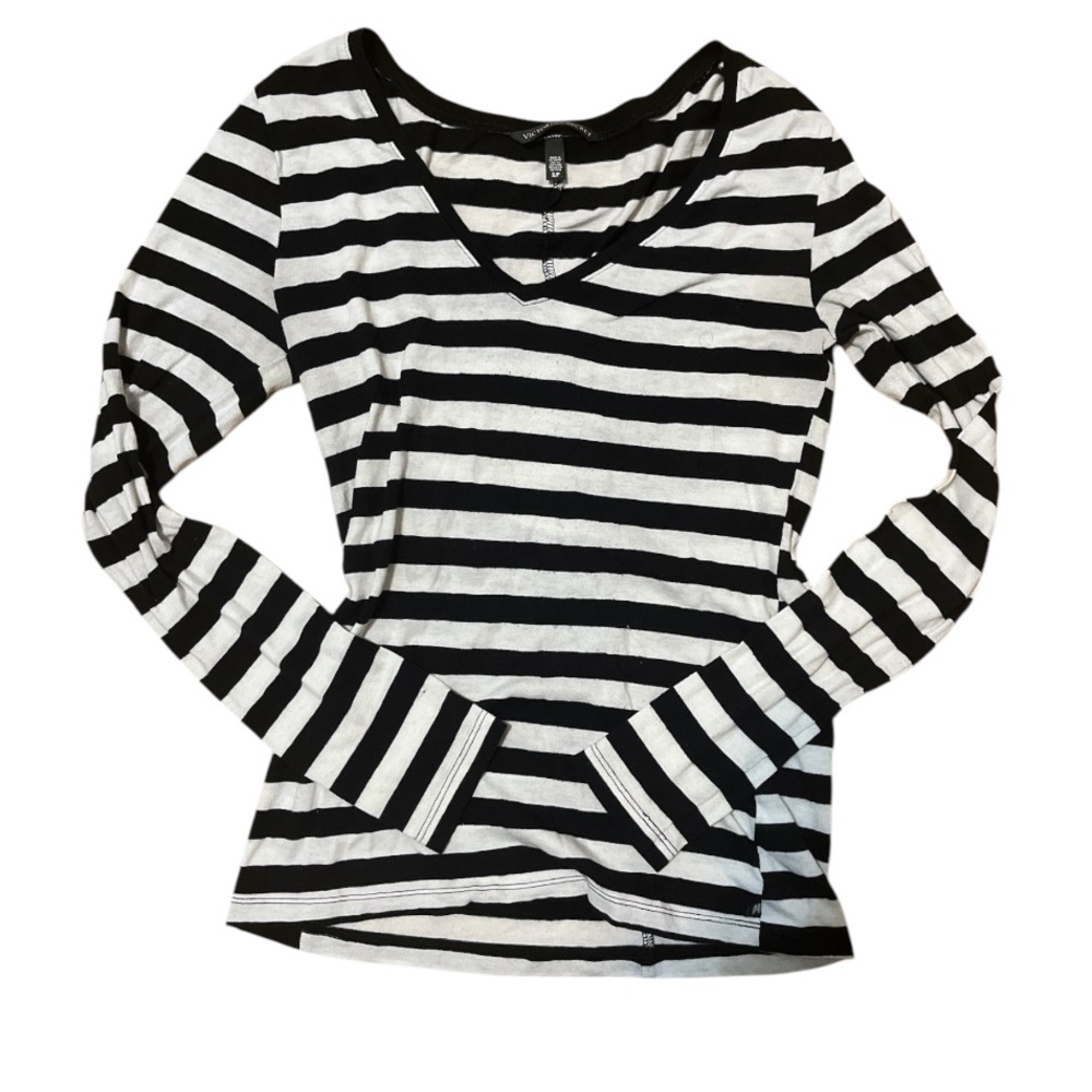 SOLD Victoria secret Black and white striped long sleeve top